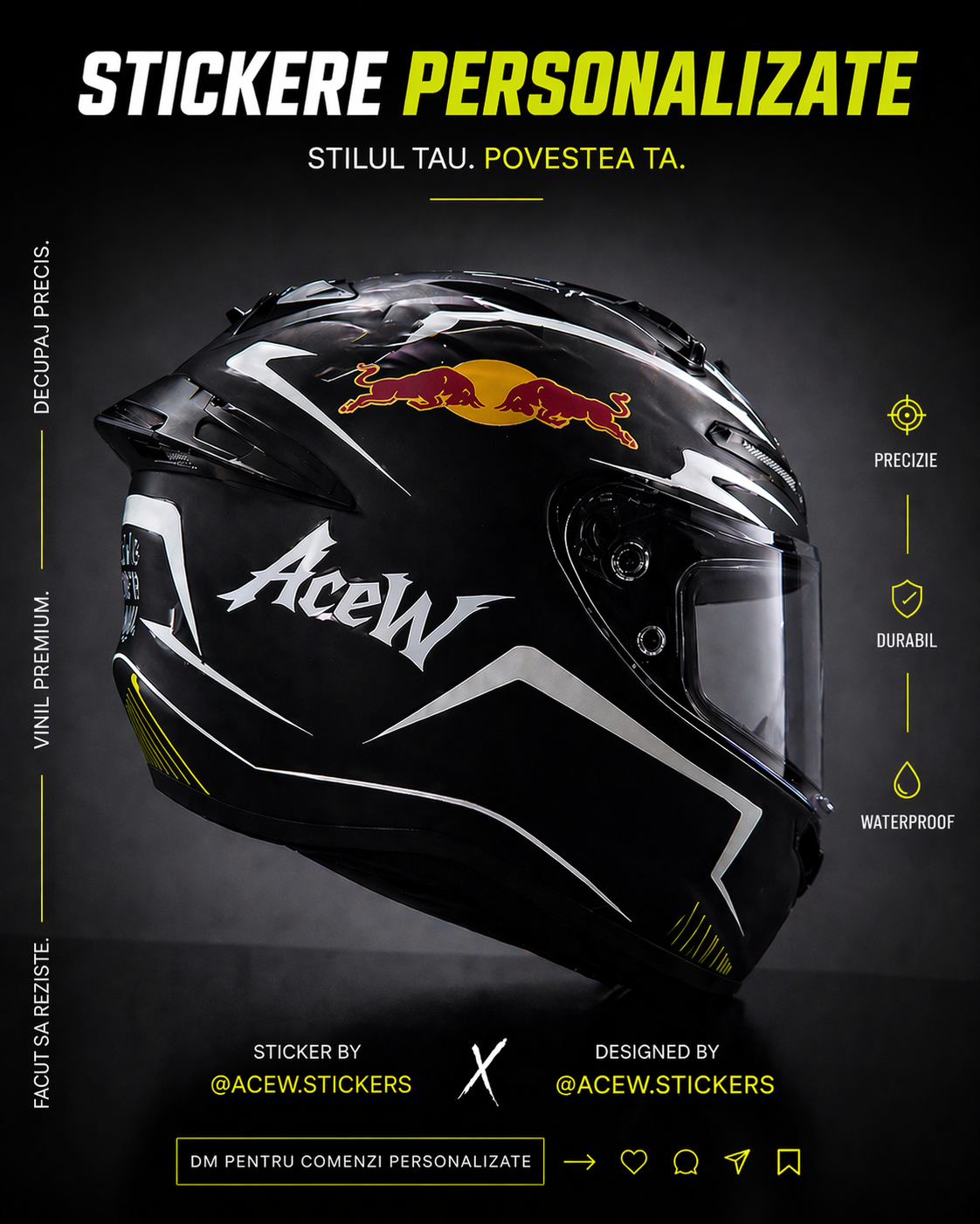 Autocolant Personalizat Cască Moto